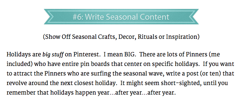 Write Seasonal content for pinterest