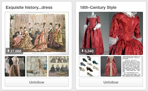 Laura Frantz Pinterest 18th Century Costumes on Jay Artale Social Media