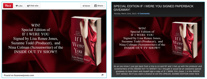 Signed Book Giveaway on Pinterest